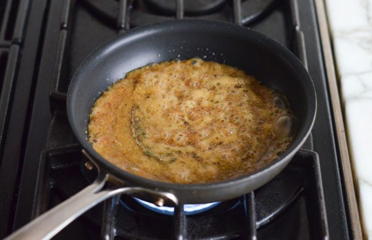 heating the reserved marinade to make sauce