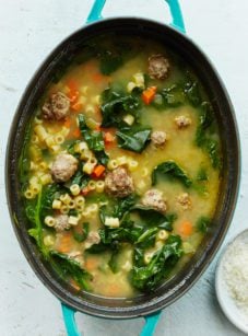 Dutch oven of wedding soup.