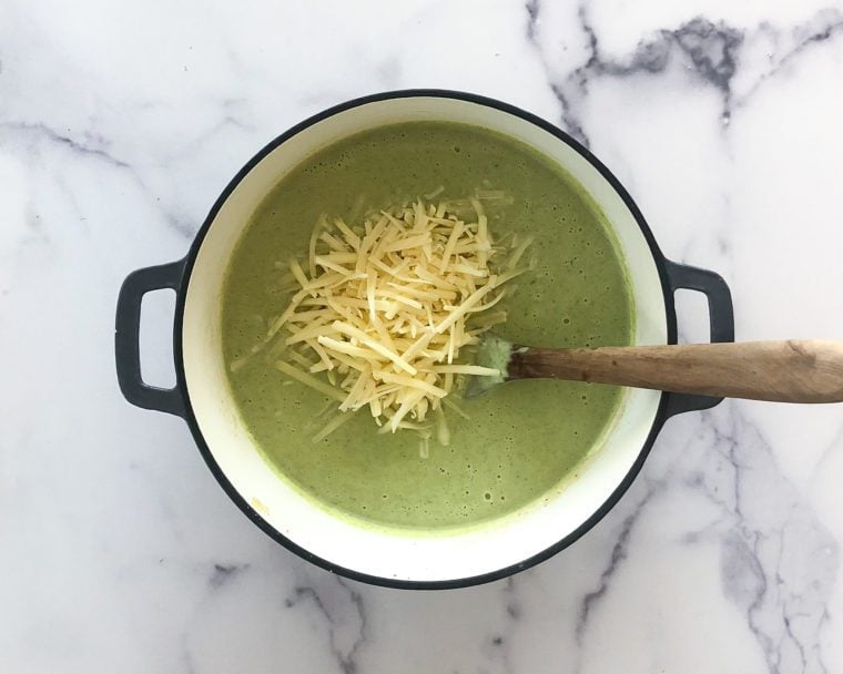 blended broccoli soup with cheese