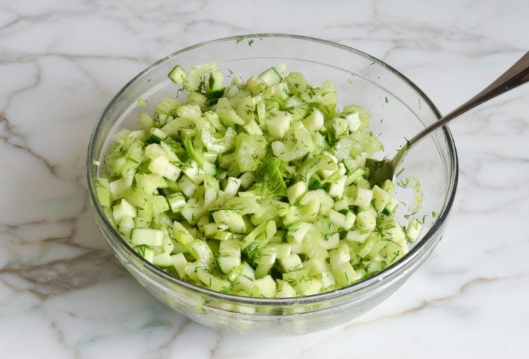 tossed ingredients in bowl