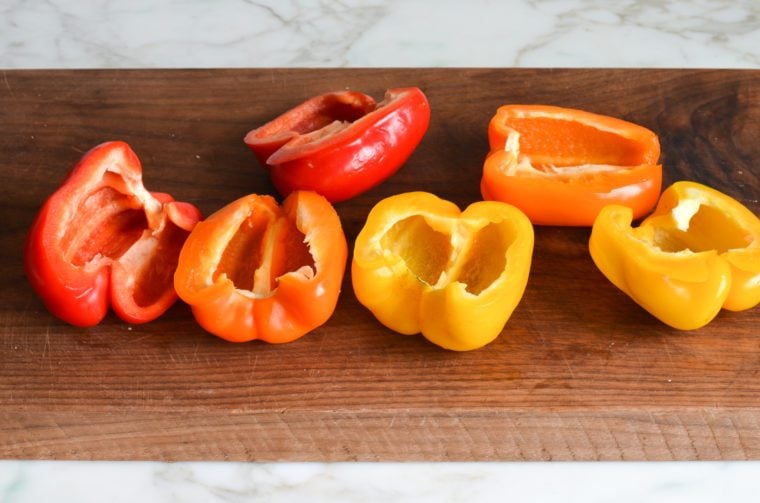 seeded and cored peppers