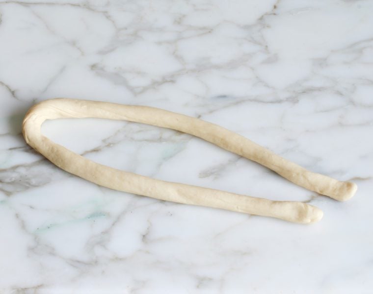 rolled out pretzel dough