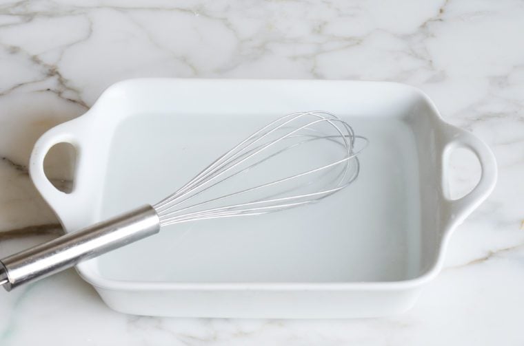whisking the baking soda solution