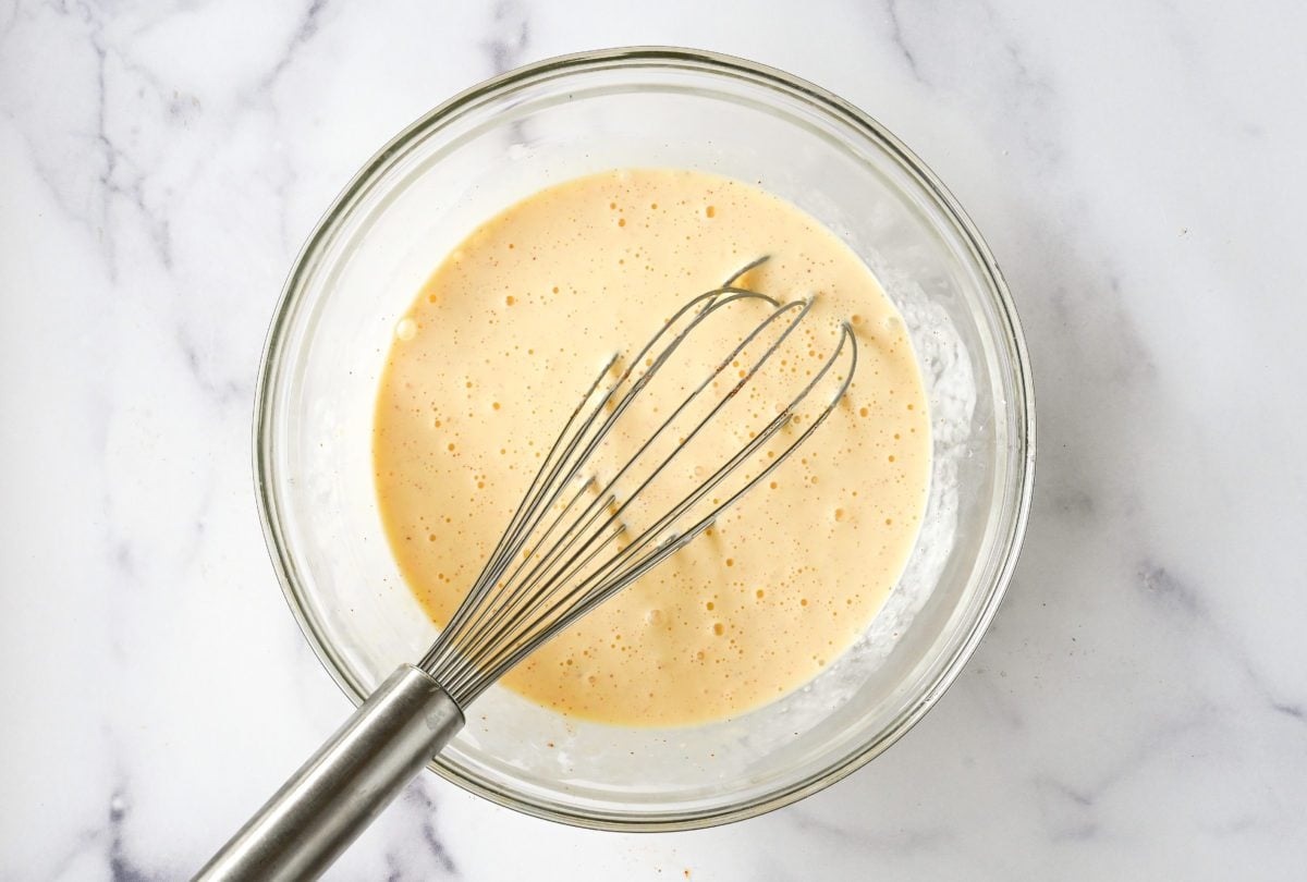 whisked egg and cream mixture