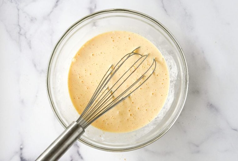 whisked egg and cream mixture