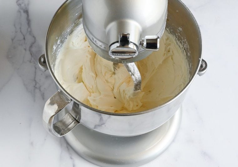 cream cheese frosting in mixer