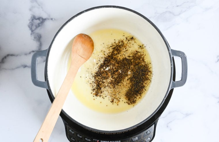 butter and pepper in pot