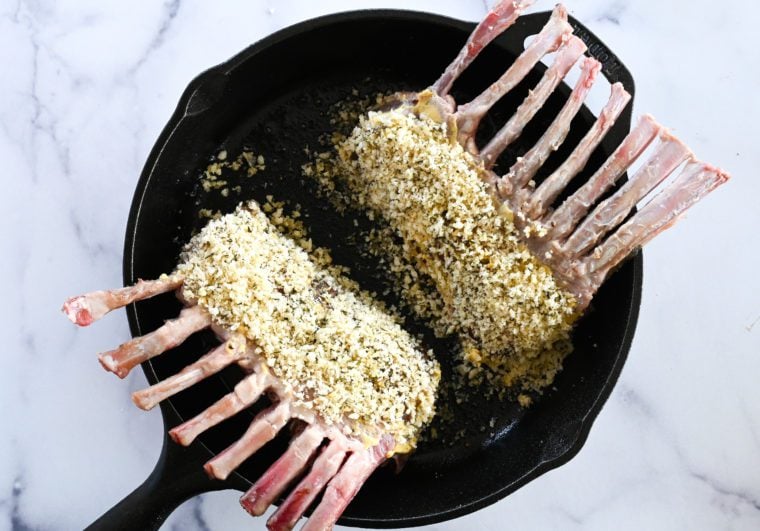 lamb coated with panko mixture