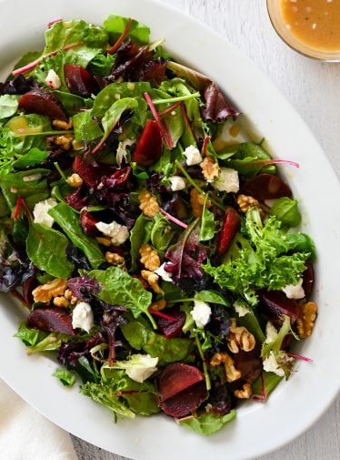 roasted beet salad on platter