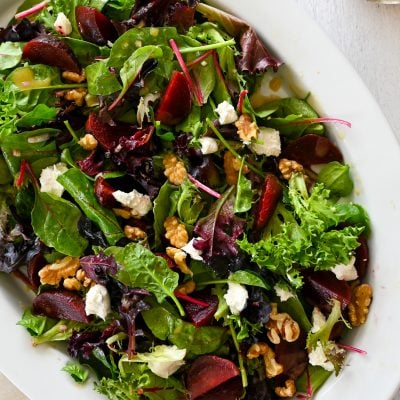 roasted beet salad on platter