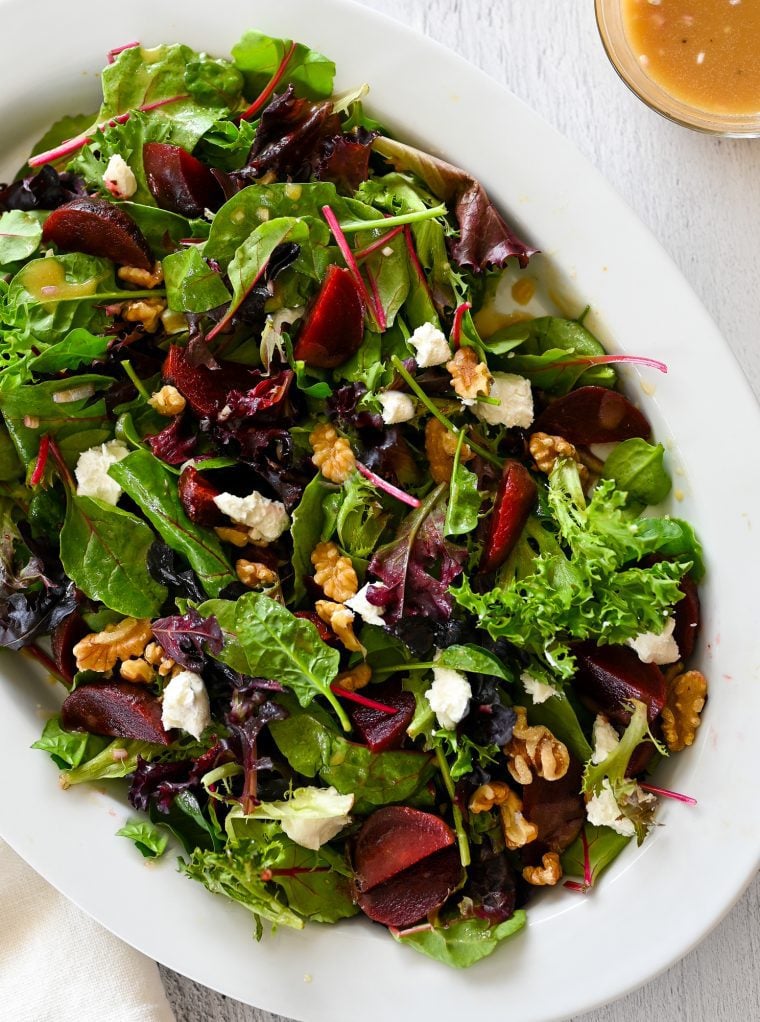 roasted beet salad on platter
