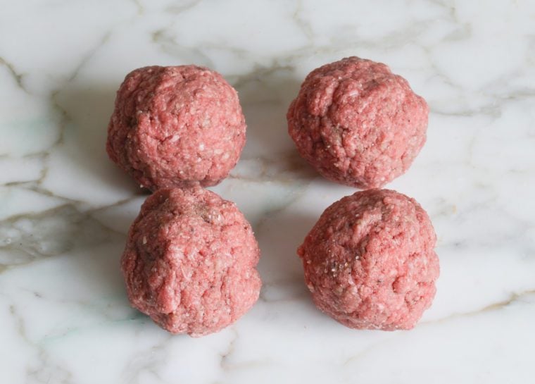 forming the meat into balls