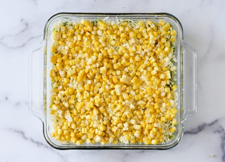 corn layer in serving dish.