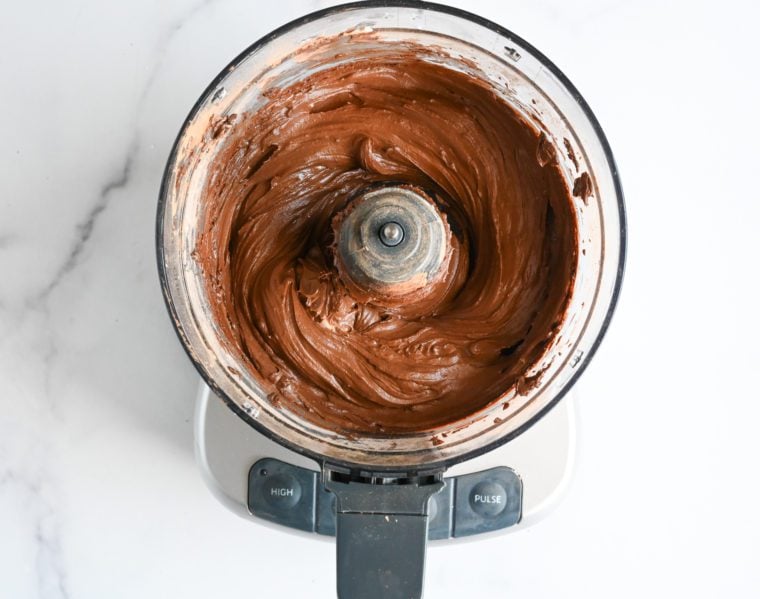 butter, confectioners sugar, and cocoa powder mixture combined