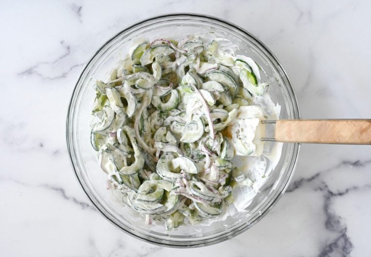 vegetables mixed with dressing