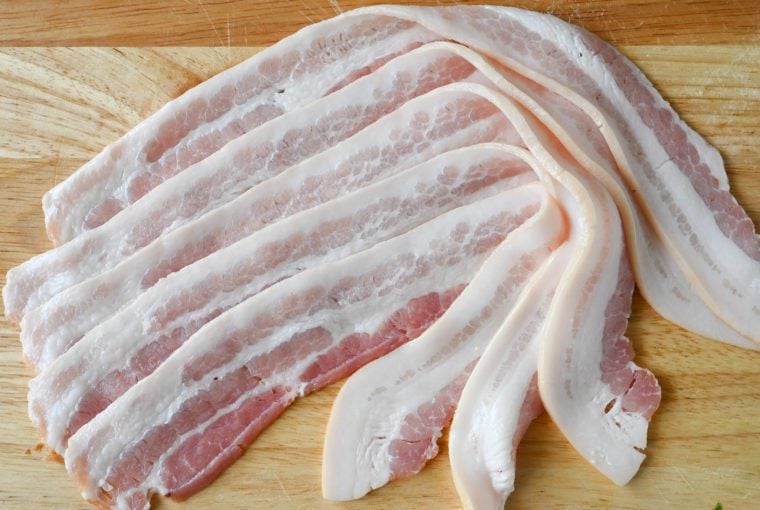 bacon on cutting board