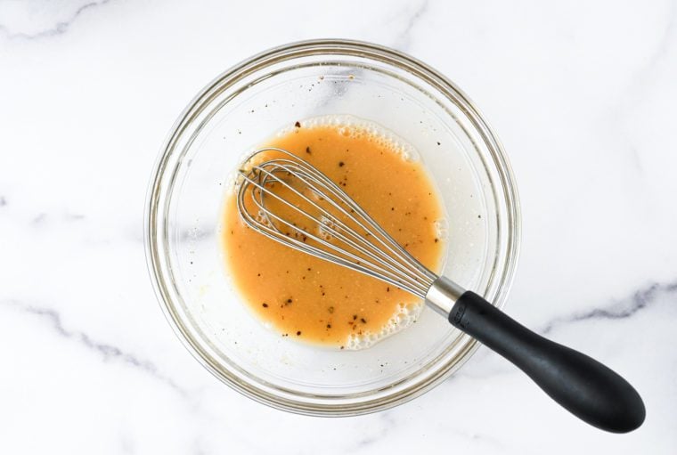 whisked vinegar mixture