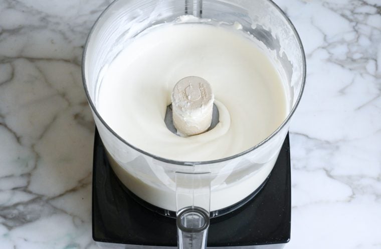 whipped ice cream base in food processor