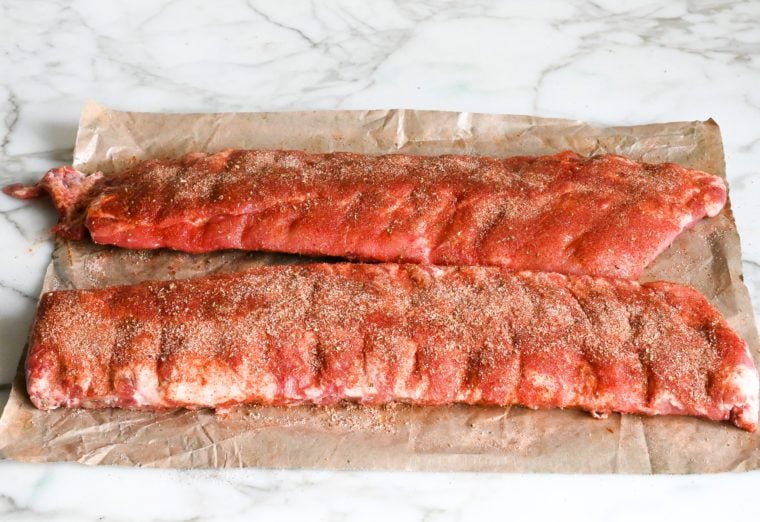 letting the ribs absorb the rub