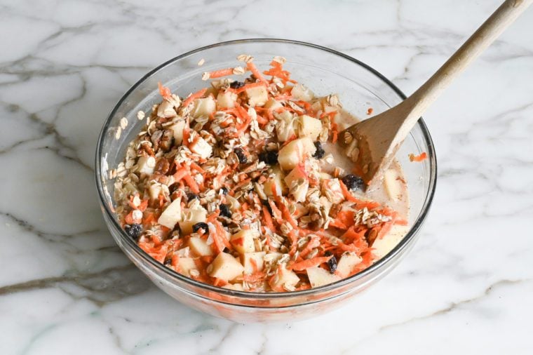 baked oatmeal mixture in bowl