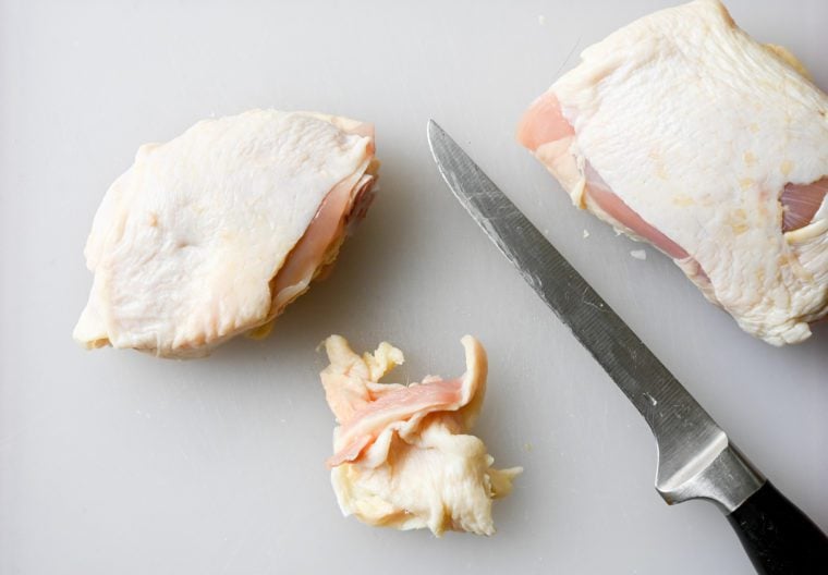 Boning knife with chicken.