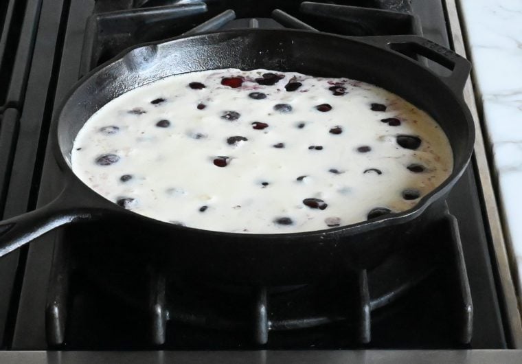 batter poured over cherries