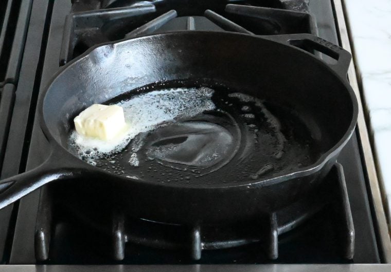 melting butter in skillet