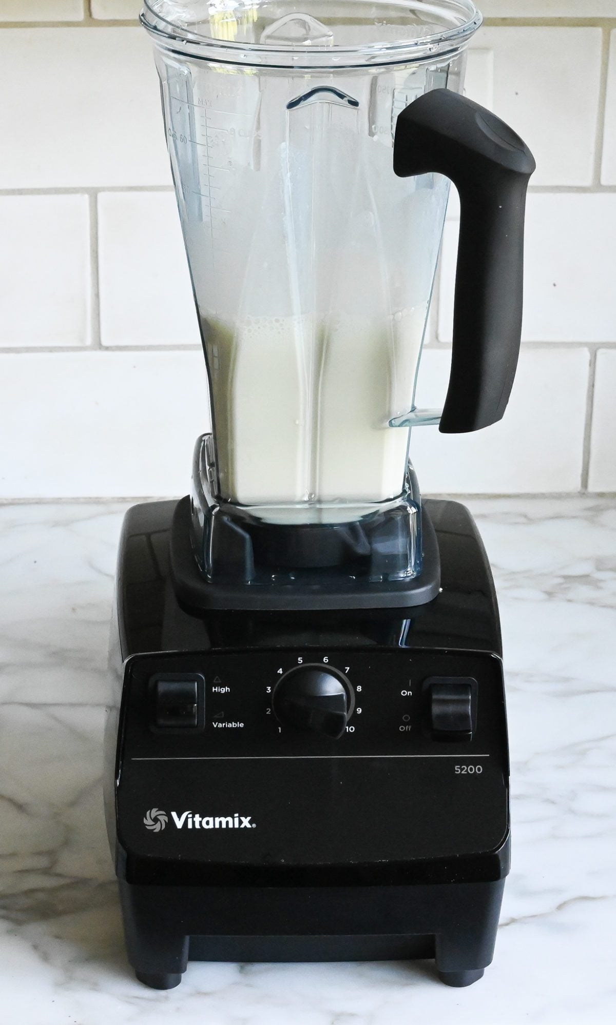 Blender of clafoutis batter.