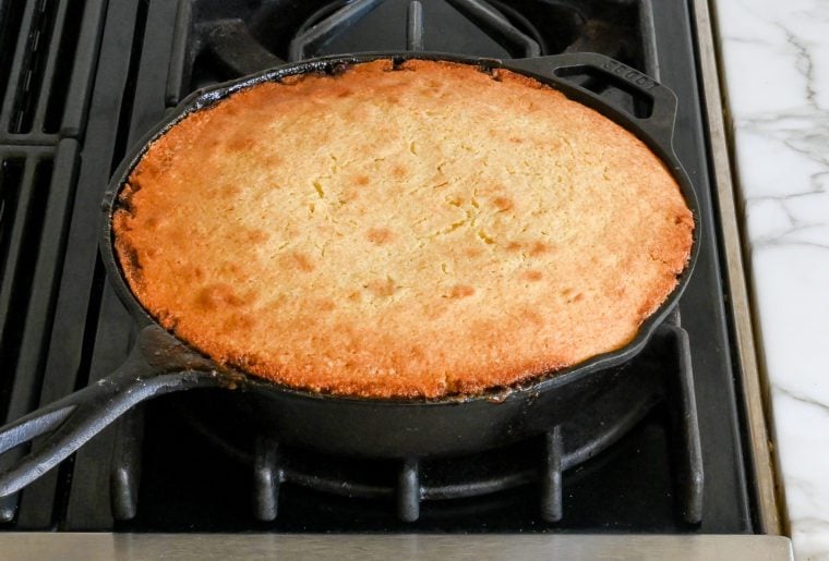baked cherry cake in skillet