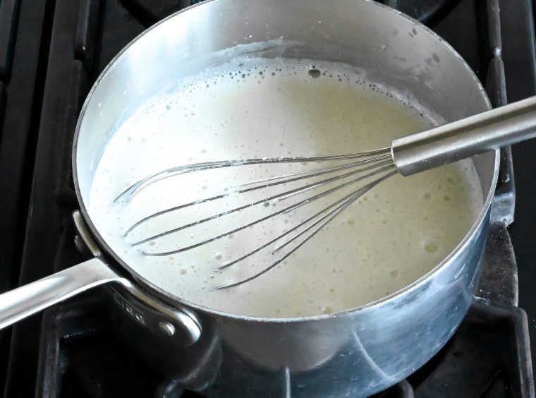 simmering milk and cream mixture