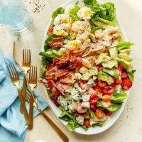 Large platter of cobb salad.