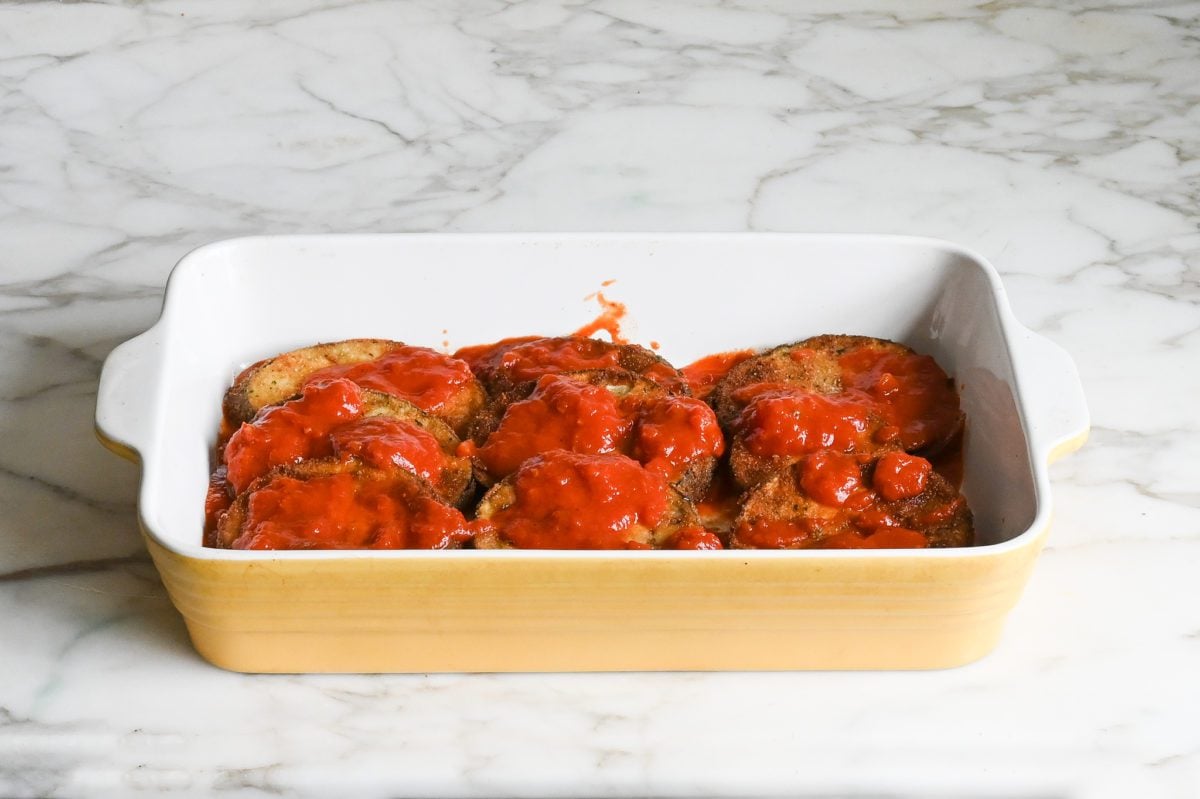 more sauce over eggplant