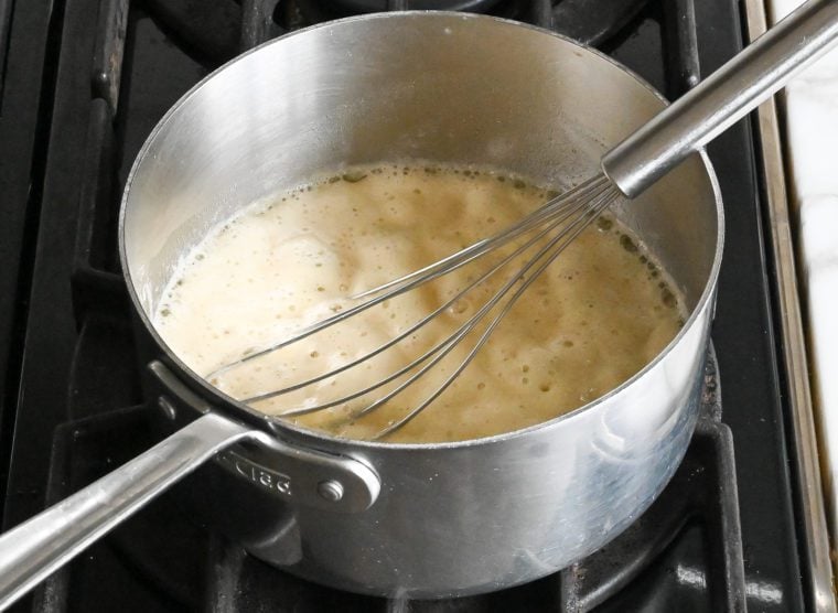 whisking butter and flour