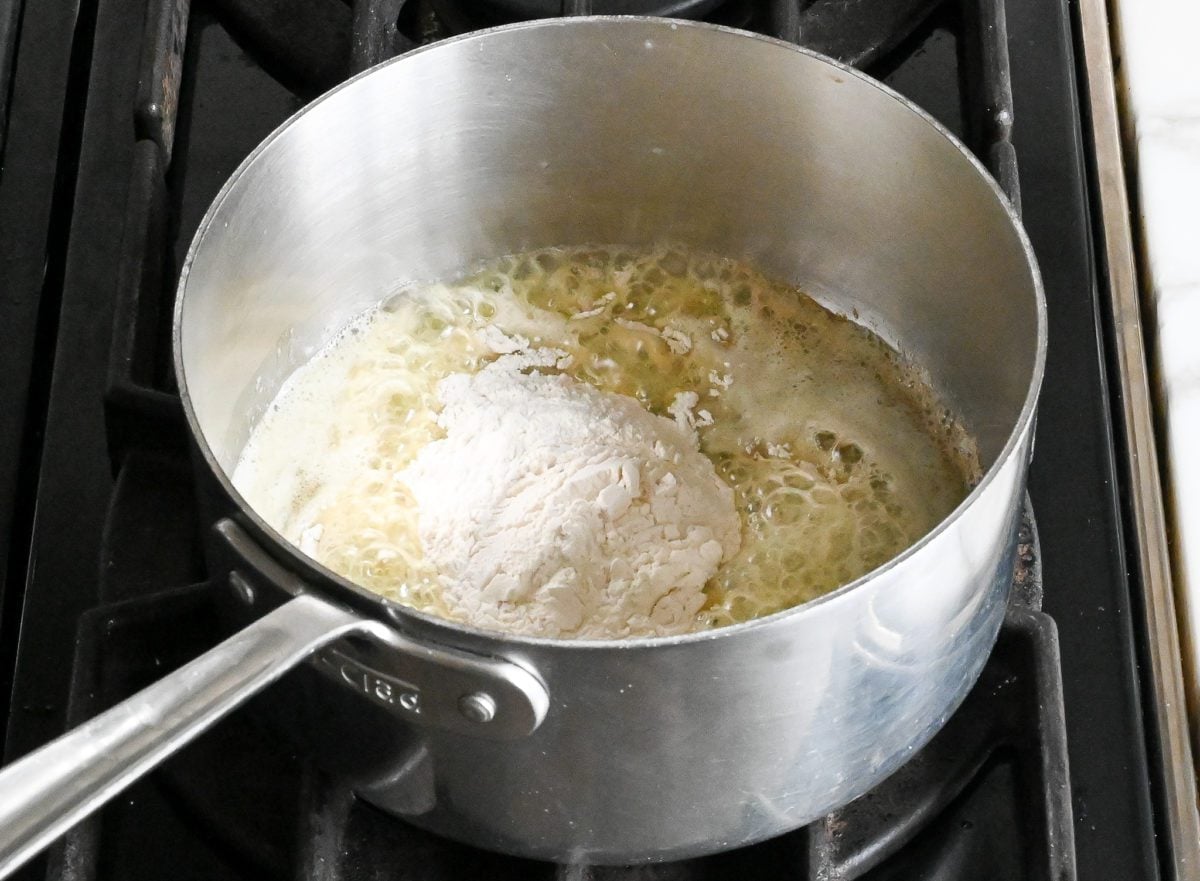 melted butter and flour