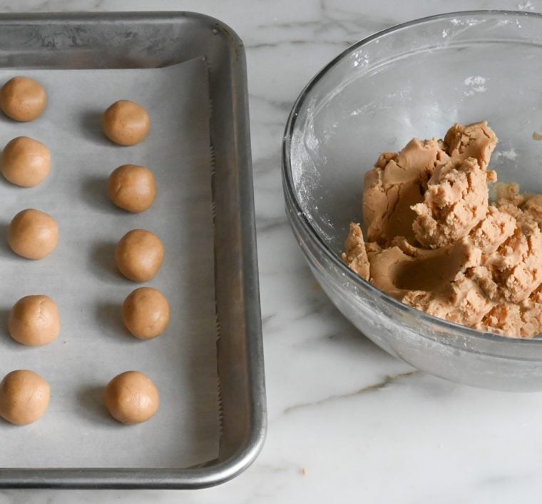 rolling the peanut balls for buckeyes