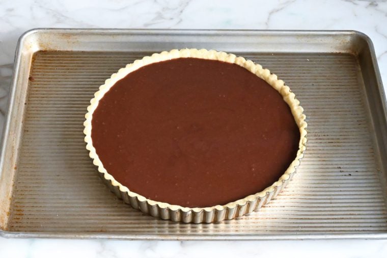 chocolate tart ready to bake