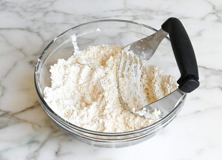 cutting butter into dry ingredients