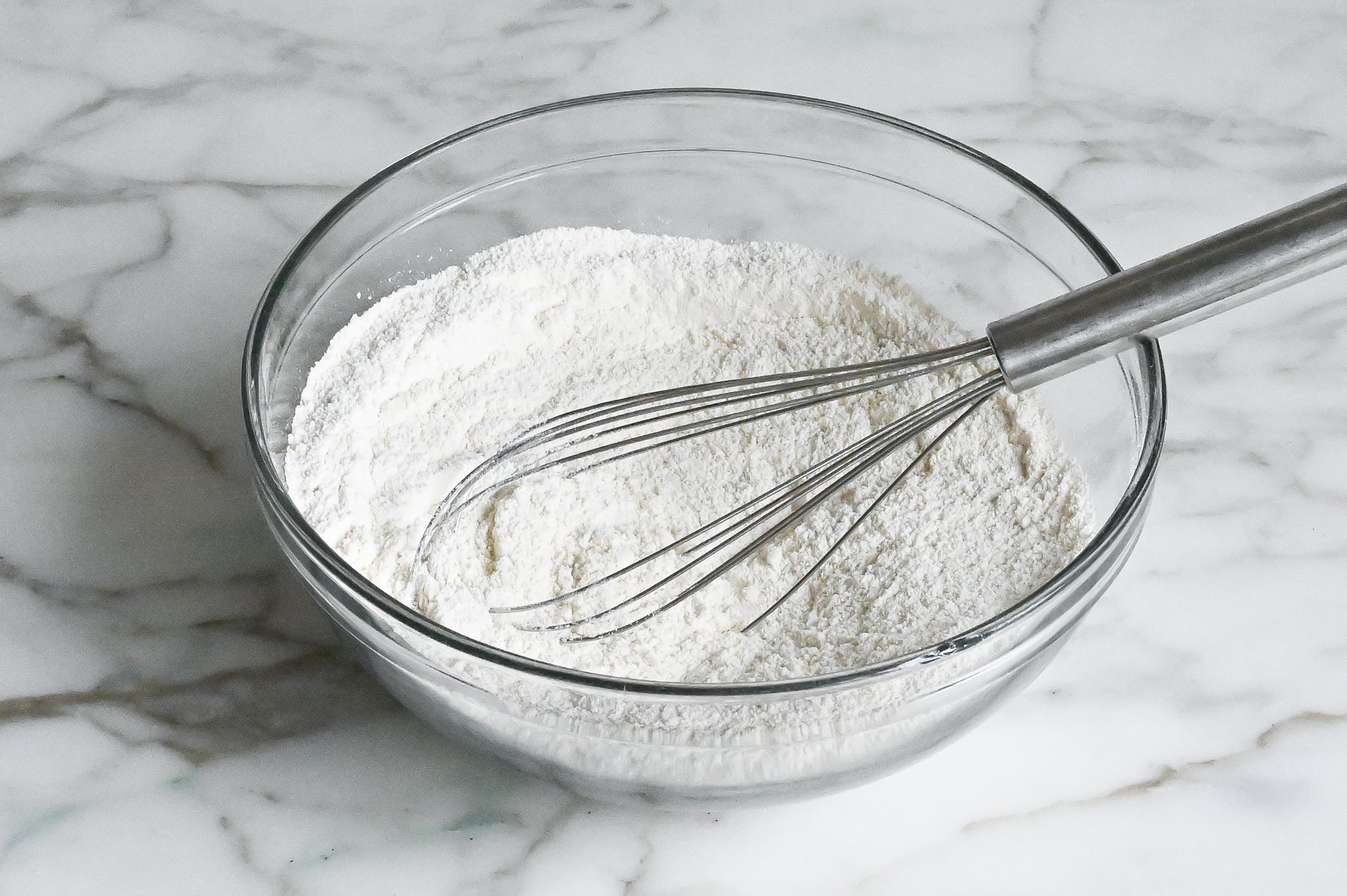 whisked dry ingredients for snowball cookies