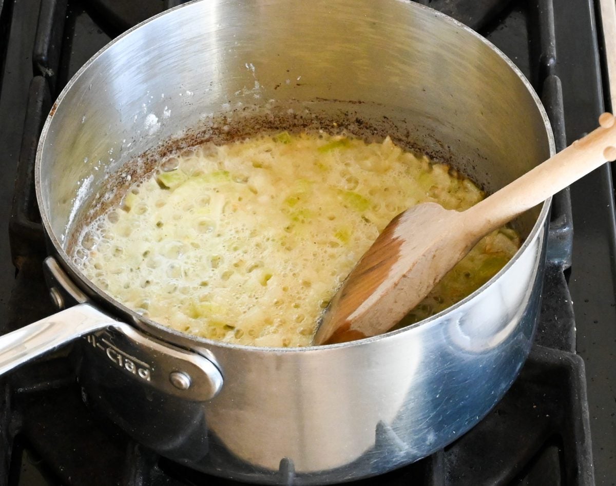 stirring in the flour.