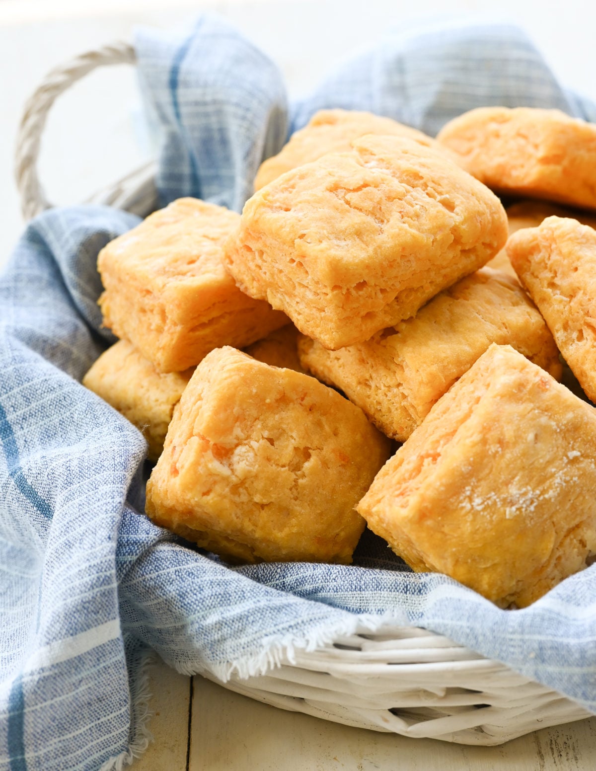 Basket of sweet potato biscuits.