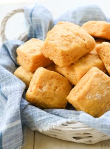 Basket of sweet potato biscuits.