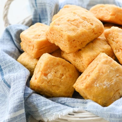 Basket of sweet potato biscuits.