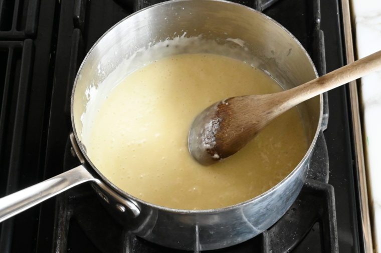 melted marshmallows and butter in saucepan