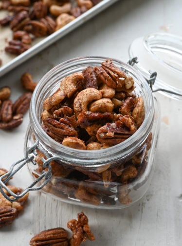 Jar of spiced nuts.