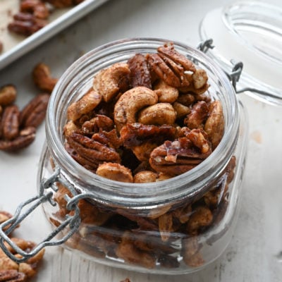 Jar of spiced nuts.