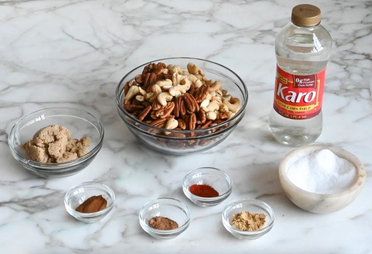 ingredients for spiced nuts