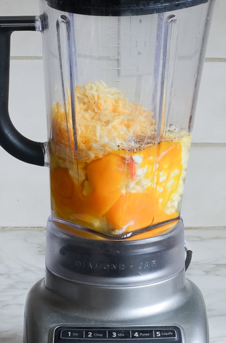 egg bites components in blender.