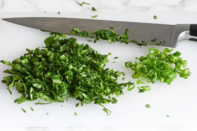 chopped spinach and scallions