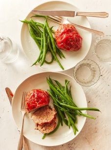 individual meatloaf servings on plates
