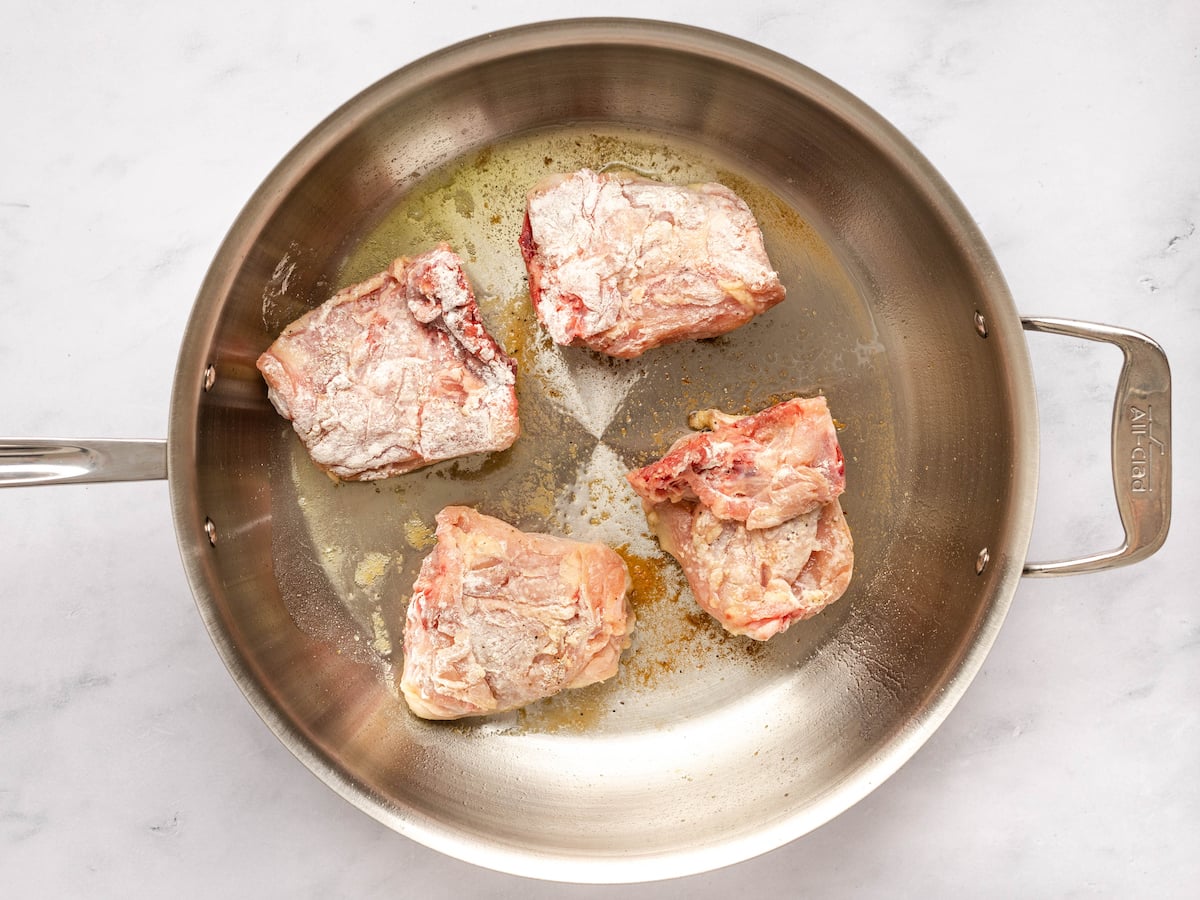 browning chicken in skillet